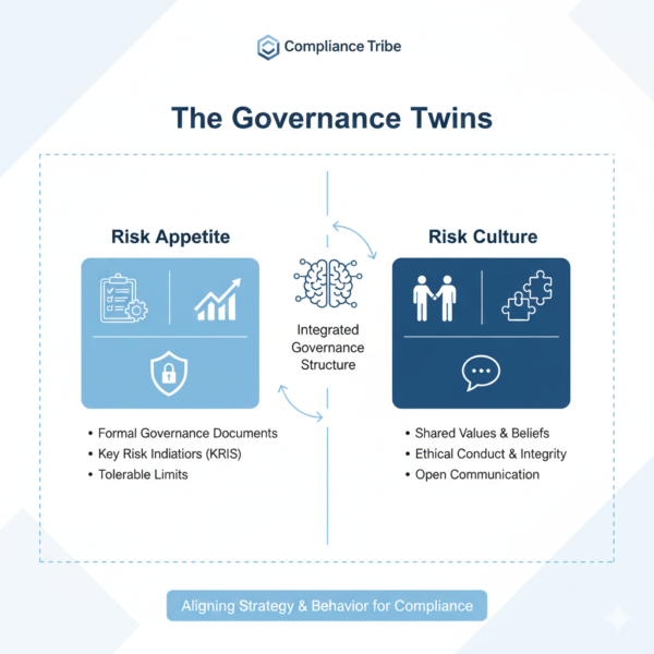 Infographic displaying Risk Appetite and Risk Culture as the two critical governance drivers of an AML program.